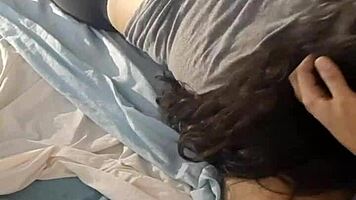 teen sucking cock while showing off her tight leggings ass