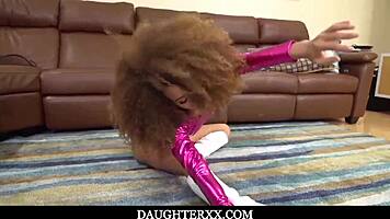 tiny black teen 18+ gymnast cecilia lion banged by white stepdad in pov