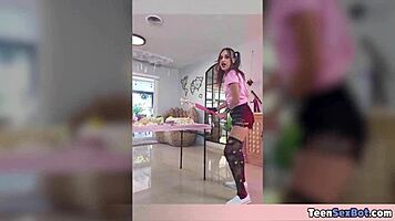 horny stepsis and nympho roommate prepare for a fun day in costumes