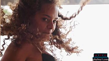 i watch curly-haired black teen agatha undress in her softcore solo session, feeling her ebony curves.