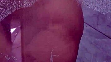 Surprise in the bathroom with a mature woman with a big ass squirting pussy.