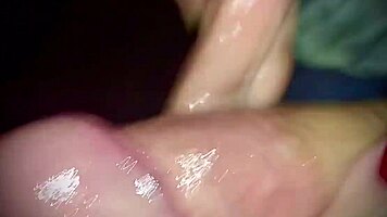 Sexy hands jerks big cock with oil and horny slut vibes