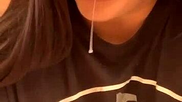 marcy diamond gives sloppy blowjob to lollipop, tons of spit on her tits
