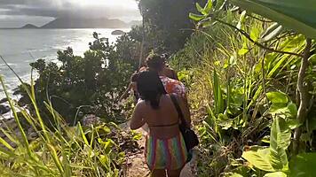 Wild nudist beach party with my hot latina friends. Everyone’s watching our daring antics!