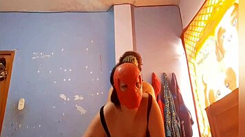 carnival fun with mother-in-law and stepson at home