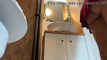 Hot Sexy Tight Pussy Redhead Girlfriend In Bathroom Without Panties