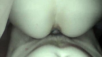 Teen brunette fucked doggystyle with condom, cum on tits