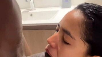 Latina Teen Deepthroats Big Black Cock Intensely.