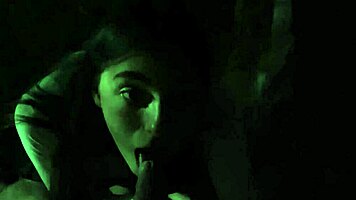 Flashing pussy and panties in a sexy mini skirt before public blowjob