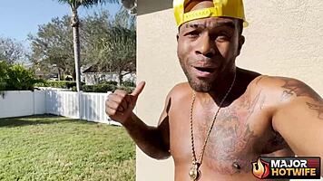 Young blonde milf Mandy Rhea enjoys intimate time in bed with Rome Major while hubby is away