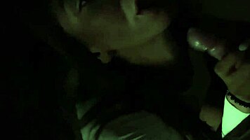 Flashing pussy and panties in a sexy mini skirt before public blowjob