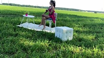 Backstage hardcore fucking with young Russian blonde