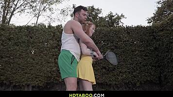 Madi Collins gets her throat fucked deep by the tennis instructor in rough doggystyle!