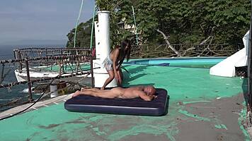 Latina Couple Fucking And Cumming Outdoors