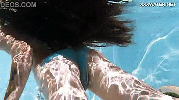 lana the hot chick swims nude underwater, showing her small tits