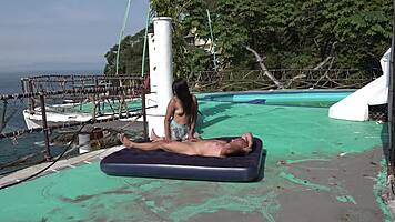 Latina Couple Fucking And Cumming Outdoors