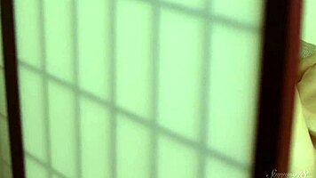 Naughty College Blonde Joan Strips and Teases on Couch