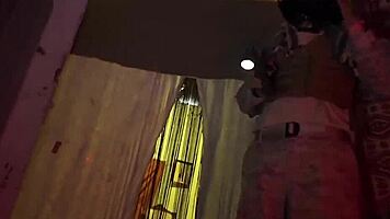 Czech blonde teen in army uniform teases intensely.