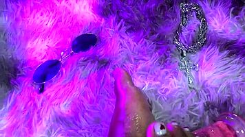 Pretty Brunette Masturbates With Vibrator On Her Black Pussy