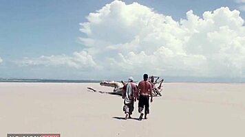 Agan anal threesome on the beach with a young 18+ ebony turns wild.