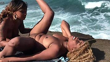 pussy dripping on the rocks with nina rivera and porsha carrera, super hot