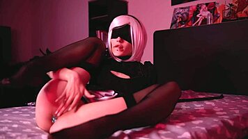 hot teen in nier automata 2b cosplay GETS ANAL fucked