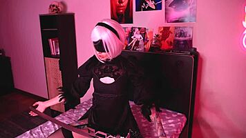 hot teen in nier automata 2b cosplay GETS ANAL fucked