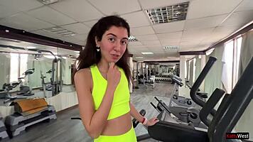 Risky gym sex with hot cum swallowing! Can't believe we did it!