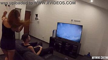 Safada fucks two friends during ps5 game