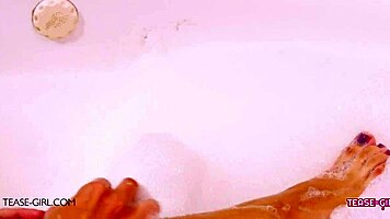 sexy teen brunette shows perfect body in bath, casting amateurs