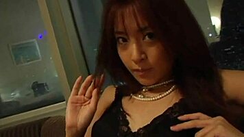 Trio slut eats japanese cock in 3 some blowjob cumshot with brunette asian fetish handjob hardcore.