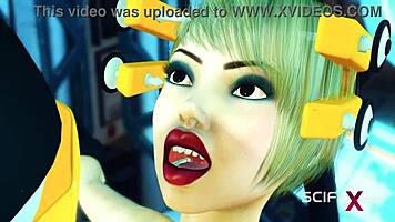 Sci-Fi BDSM Cuffed Hottie and Shemale Android Fucked in Lab