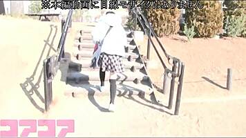 Young Japanese teen playing in the park