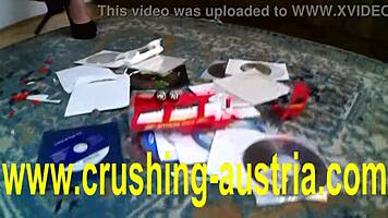 Kimberly asks, 'Want to jerk off to my feet in heels?'