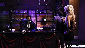 Crazy Goth Teens Kenzie Reeves, Kira Noir, And Jane Wilde Share And Go Crazy Over A Giant Dick In A Hardcore Foursome Fuck Adventure