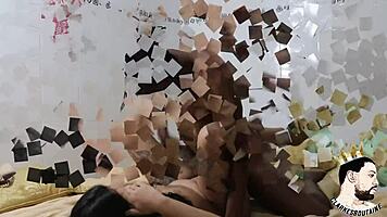 fucking newbie morena tatuada in back room of bar bin ladin, big black cock pounding her ass