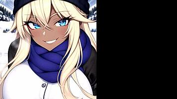 skiing girls in mountain ai art compilation