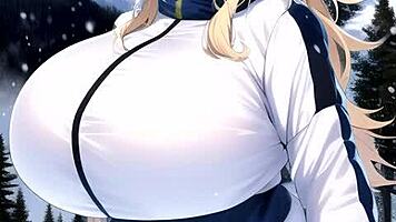 skiing girls in mountain ai art compilation