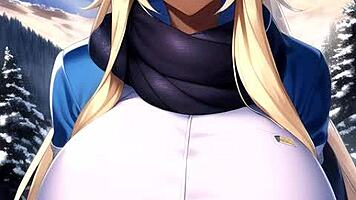 skiing girls in mountain ai art compilation