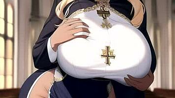 Nun Priestess Ai Art Compilation Shows Big Tits and Ass Spreading