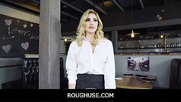 big tits milf waitress gets fucked by customer in front of his wife