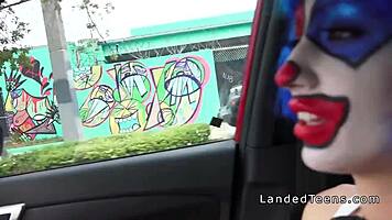 Clown Teen 18+ Sucks Big Cock Outdoor POV 😈