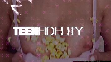 Teen 18+ Ashley works out with big cock