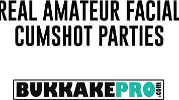 Slutty brunette devours cum at bukkake party!