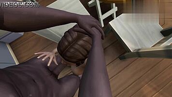 gorgeous teen catches her bbc roommate naked smoking, gets horny and fucks him in the kitchen 😏 more at hentaisims.com