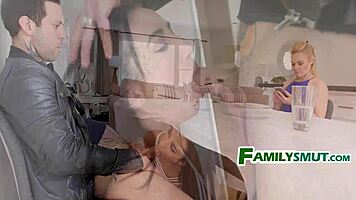 jade amber's biker boyfriend deepthroats with her fam