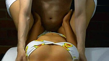 After drinks at my coworker's party, his shy Latina friend visits my apartment for a private intimate encounter.