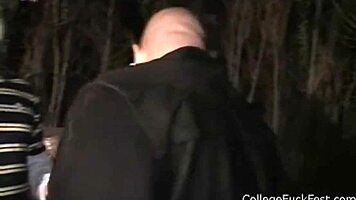 Teen coed slut rides hard at college fuck fest!