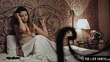 Cute Teen Masturbates Hard While Handcuffed To Her Bed!