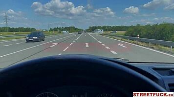 Hot hitchhiking pornstar Alyssa Bounty thanks driver with squirting